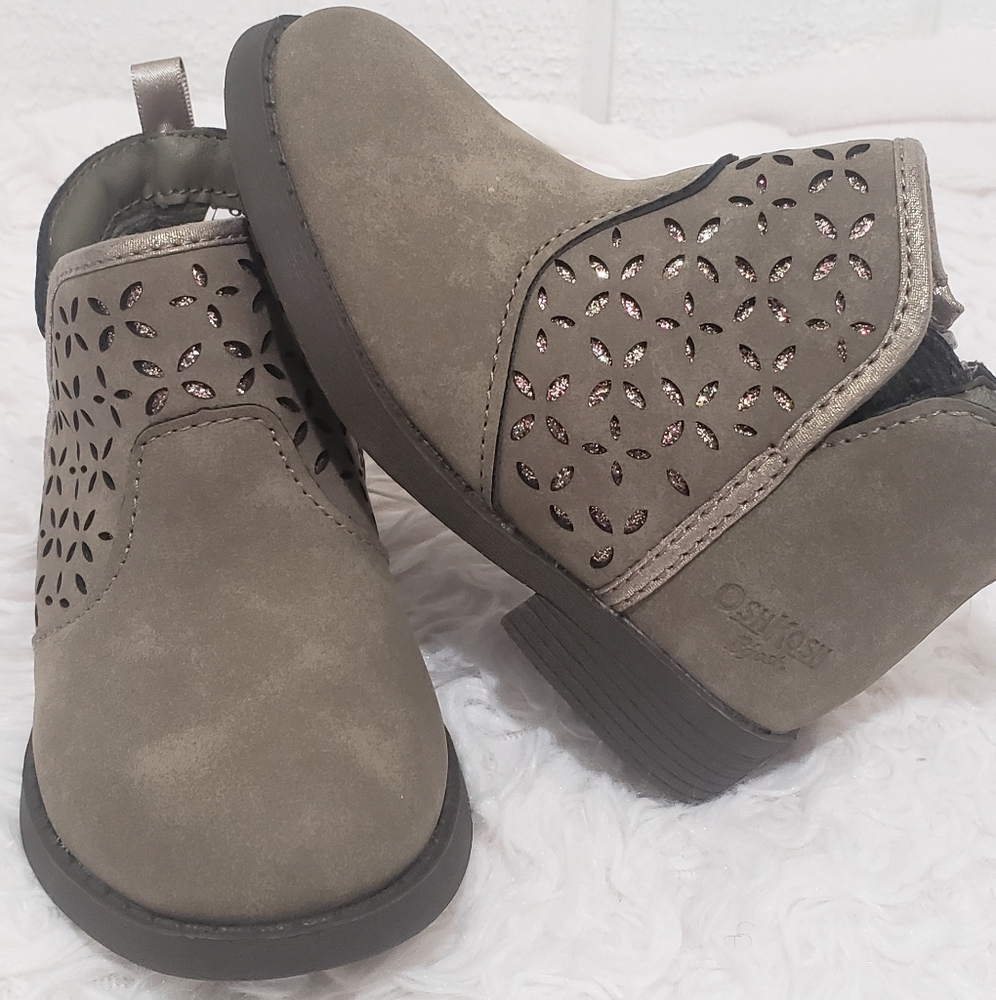 OshKosh B'gosh Grey Suede Boots with Perforated Design